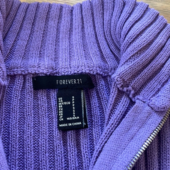 Forever 21 lavender purple ribbed 1/4 zip - Picture 2 of 7